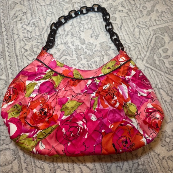 Vera Bradley Handbags - Vera Bradley EdithFloral Rose Pink Red Hobo Chain handle purse